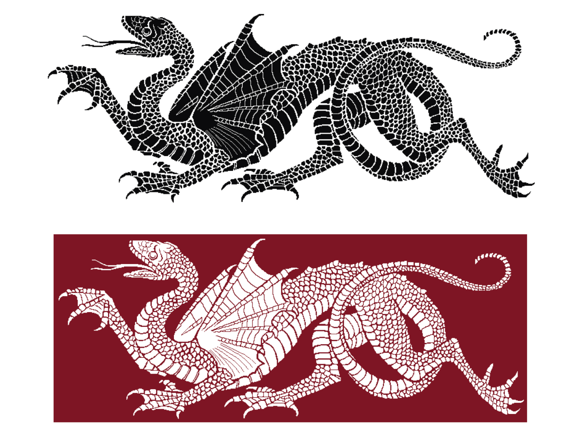Heraldic Dragon counted cross stitch pattern - extra previews